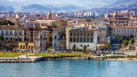 Palermo seaside in Sicily, Italy. Seafront view.