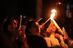 Palestinska kristen på kyrkan för St Porphyrius i Gaza arkivfoto Palestinska kristen på kyrkan för St Porphyrius i Gaza arkivfoto