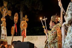Palestinska kristen på kyrkan för St Porphyrius i Gaza fotografering för bildbyråer Palestinska kristen på kyrkan för St Porphyrius i Gaza fotografering för bildbyråer