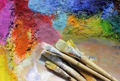 Palette and paint brushes Royalty Free Stock Photo Palette and paint brushes Royalty Free Stock Photo