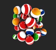 Palle decorative multicolori su fondo nero, illustrazione 3d royalty illustrazione gratis Palle decorative multicolori su fondo nero, illustrazione 3d royalty illustrazione gratis