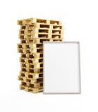 Pallet di legno con il tabellone per le affissioni in bianco royalty illustrazione gratis Pallet di legno con il tabellone per le affissioni in bianco royalty illustrazione gratis