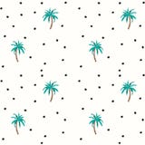 Palm trees and coconuts seamless pattern with polka dots. stock illustration Palm trees and coconuts seamless pattern with polka dots. stock illustration