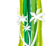Palmeschattenbild und Grünstreifenaquarellhintergrundesprit vektor abbildung Palmeschattenbild und Grünstreifenaquarellhintergrundesprit vektor abbildung