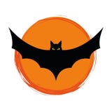 Palo del vuelo de Halloween en silueta anaranjada del fondo ilustración del vector Palo del vuelo de Halloween en silueta anaranjada del fondo ilustración del vector