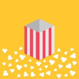 Palomitas haciendo estallar en piso Caja de papel vacía del cuadrado amarillo rojo de la tira libre illustration Palomitas haciendo estallar en piso Caja de papel vacía del cuadrado amarillo rojo de la tira libre illustration