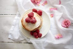 Pancake with raspberries stock images Pancake with raspberries stock images