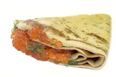 Pancake With Red Roe Royalty Free Stock Photo