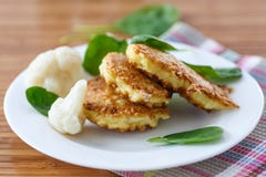 Pancakes From Cauliflower Royalty Free Stock Images