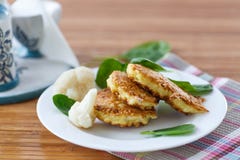 Pancakes From Cauliflower Stock Photo
