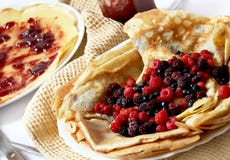 Pancakes With Fresh Berries Stock Photo