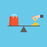 Panier y efectivo del dinero en una oscilación Ahorre el dinero contra el gastar dinero para hacer compras stock de ilustración Panier y efectivo del dinero en una oscilación Ahorre el dinero contra el gastar dinero para hacer compras stock de ilustración
