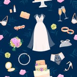 Pann młodych akcesoriów wektoru ustalone ślubne rzeczy dla małżeństwo ceremonii bridal sukni, buty, podwiązka, bukiet, przesłona, Fotografia Stock Pann młodych akcesoriów wektoru ustalone ślubne rzeczy dla małżeństwo ceremonii bridal sukni, buty, podwiązka, bukiet, przesłona, Fotografia Stock