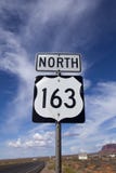 Panneau routier de nord de la route 163 Images stock Panneau routier de nord de la route 163 Images stock