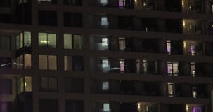 High-rise hotel building at night