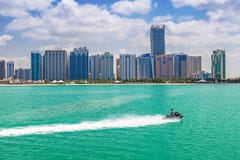 Panorama av Abu Dhabi, UAE fotografering för bildbyråer Panorama av Abu Dhabi, UAE fotografering för bildbyråer