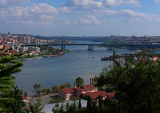 Panorama av Istanbul det guld- hornet arkivbilder Panorama av Istanbul det guld- hornet arkivbilder