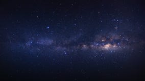 Panorama clearly milky way galaxy with stars and space dust in t