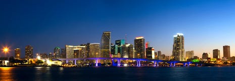 Panorama da skyline de Miami imagem de stock royalty free Panorama da skyline de Miami imagem de stock royalty free