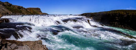 Panorama de la cascada hermosa de Gullfoss en Islandia 11 06,2017 fotografía de archivo libre de regalías Panorama de la cascada hermosa de Gullfoss en Islandia 11 06,2017 fotografía de archivo libre de regalías