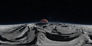 Panorama de Phobos com o planeta vermelho Marte no fundo, mapa do ambiente HDRI Projeção de Equirectangular ilustração royalty free Panorama de Phobos com o planeta vermelho Marte no fundo, mapa do ambiente HDRI Projeção de Equirectangular ilustração royalty free