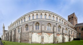 Panorama England för St Albans domkyrkavägg royaltyfri foto Panorama England för St Albans domkyrkavägg royaltyfri foto