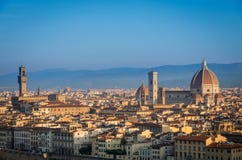 Panorama of Florence with main monument Duomo Santa Maria del Fiore at dawn, Firenze, Florence, Italy stock photo Panorama of Florence with main monument Duomo Santa Maria del Fiore at dawn, Firenze, Florence, Italy stock photo