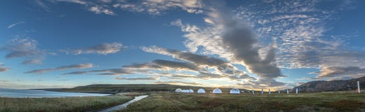 Panorama of the glamorous camp in the Arctic North