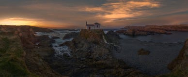 Panorama of a hermit in the sea stock photo Panorama of a hermit in the sea stock photo