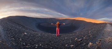 Panorama of Hverfjall volcano in northern Iceland east of Myvatn royalty free stock image Panorama of Hverfjall volcano in northern Iceland east of Myvatn royalty free stock image