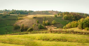 Panorama idyllique de campagne sur le pré vert, entouré par l'arbre photo libre de droits Panorama idyllique de campagne sur le pré vert, entouré par l'arbre photo libre de droits