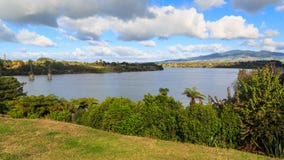 Panorama of Lake Karapiro, New Zealand stock photo Panorama of Lake Karapiro, New Zealand stock photo