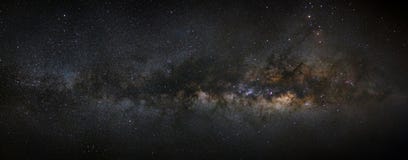 Panorama milky way galaxy, Long exposure photograph,with grain,high resolution.