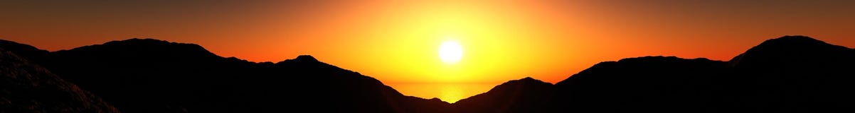 Panorama of mountain sunset view of sunrise over the mountains, the light over the mountains, Stock Photography Panorama of mountain sunset view of sunrise over the mountains, the light over the mountains, Stock Photography