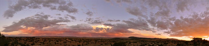 Panorama Of Colourful Sunset Galisteo New Mexico Stock Images