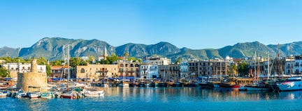Panorama Of Kyrenia Harbour. Kyrenia (Girne), Cyprus Stock Image Panorama Of Kyrenia Harbour. Kyrenia (Girne), Cyprus Stock Image