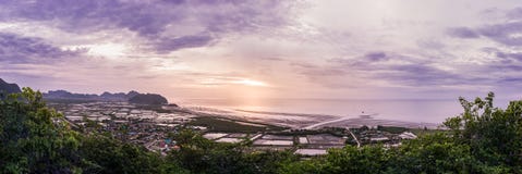 Panorama Of Sunrise At Khao Daeng Viewpoint To The Beach Royalty Free Stock Photo