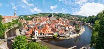 Panorama Of The Historical Part Of Cesky Krumlov With Castle And Stock Image Panorama Of The Historical Part Of Cesky Krumlov With Castle And Stock Image