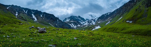 Panorama with peaks and glacier Stock Images Panorama with peaks and glacier Stock Images