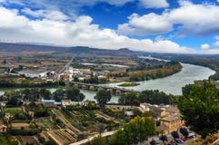 Panorama rzeczny Ebro w Tudela, Navarra, Hiszpania Obraz Royalty Free Panorama rzeczny Ebro w Tudela, Navarra, Hiszpania Obraz Royalty Free