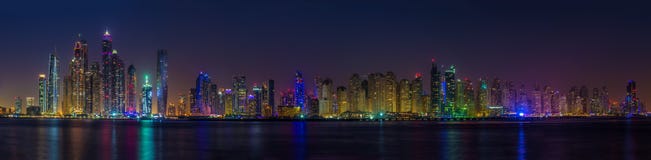Panorama Skyscrapers In Dubai Marina. UAE Stock Image Panorama Skyscrapers In Dubai Marina. UAE Stock Image