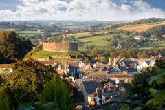 Panorama of Totnes with castle, Devon, England