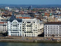 Panorama van Boedapest van de heuvel in Buda stock foto's Panorama van Boedapest van de heuvel in Buda stock foto's