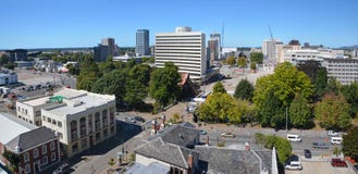 Panorama van de Christchurch de stadshorizon (van Nieuw Zeeland). stock afbeelding Panorama van de Christchurch de stadshorizon (van Nieuw Zeeland). stock afbeelding