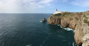 Panorama van Kaap St Vincent Lighthouse in Portugal royalty-vrije stock afbeeldingen Panorama van Kaap St Vincent Lighthouse in Portugal royalty-vrije stock afbeeldingen