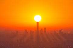 Beijing skyline magical sunrise, China
