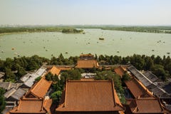 Panoramautsikt på sommarslott i Peking royaltyfria bilder Panoramautsikt på sommarslott i Peking royaltyfria bilder