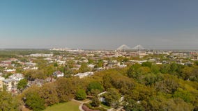 Panoramic aerial view of Forsyth Park in Savannah royalty free stock photo Panoramic aerial view of Forsyth Park in Savannah royalty free stock photo