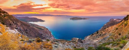 Panoramic high point view of the picturesque gulf of Mirambello, Crete stock image Panoramic high point view of the picturesque gulf of Mirambello, Crete stock image