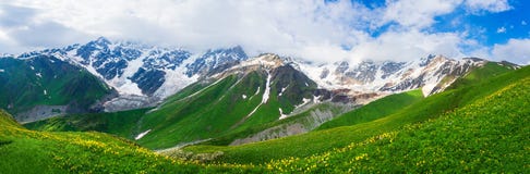 Panoramic landscape of Caucasus mountains stock image Panoramic landscape of Caucasus mountains stock image